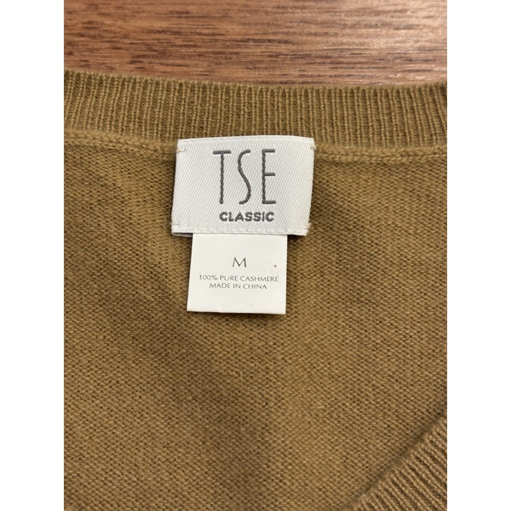 TSE 100% Cashmere Cardigan Brown Golden Brown Sz Medium Classic - Picture 6 of 7